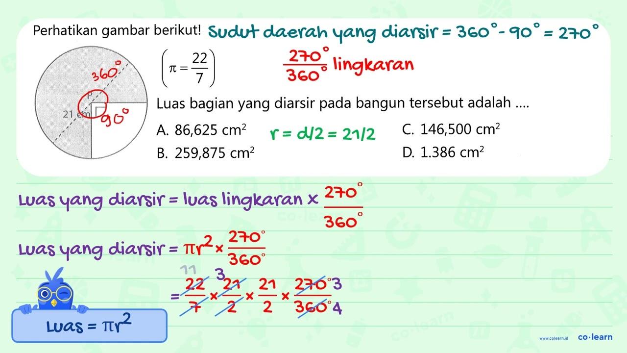 Perhatikan gambar berikut! Luas bagian yang diarsir pada