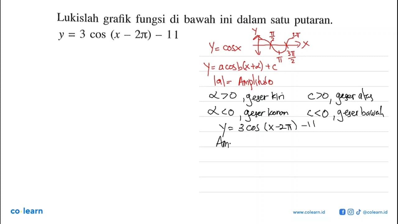 Lukislah grafik fungsi di bawah ini dalam satu putaran. y=3