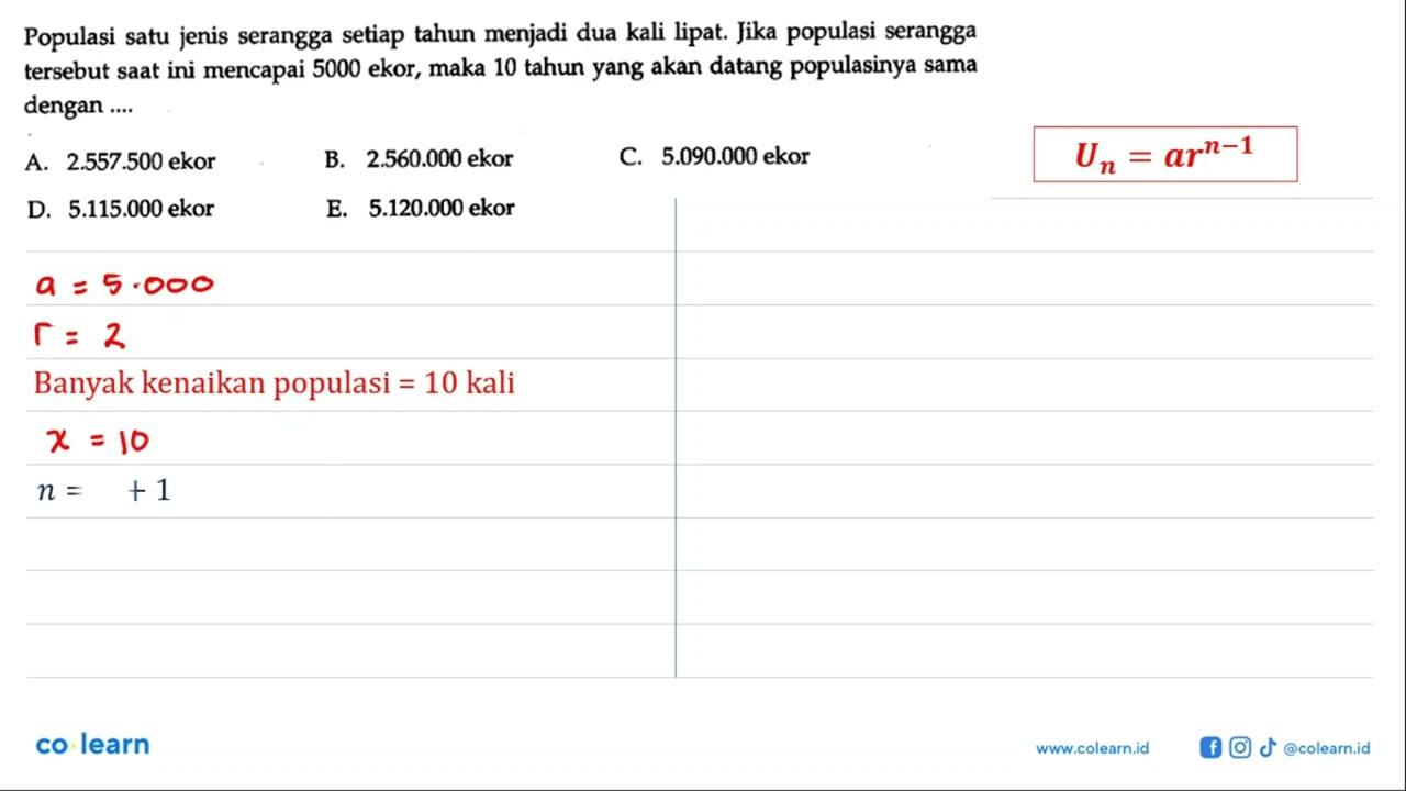 Populasi satu jenis serangga setiap tahun menjadi dua kali