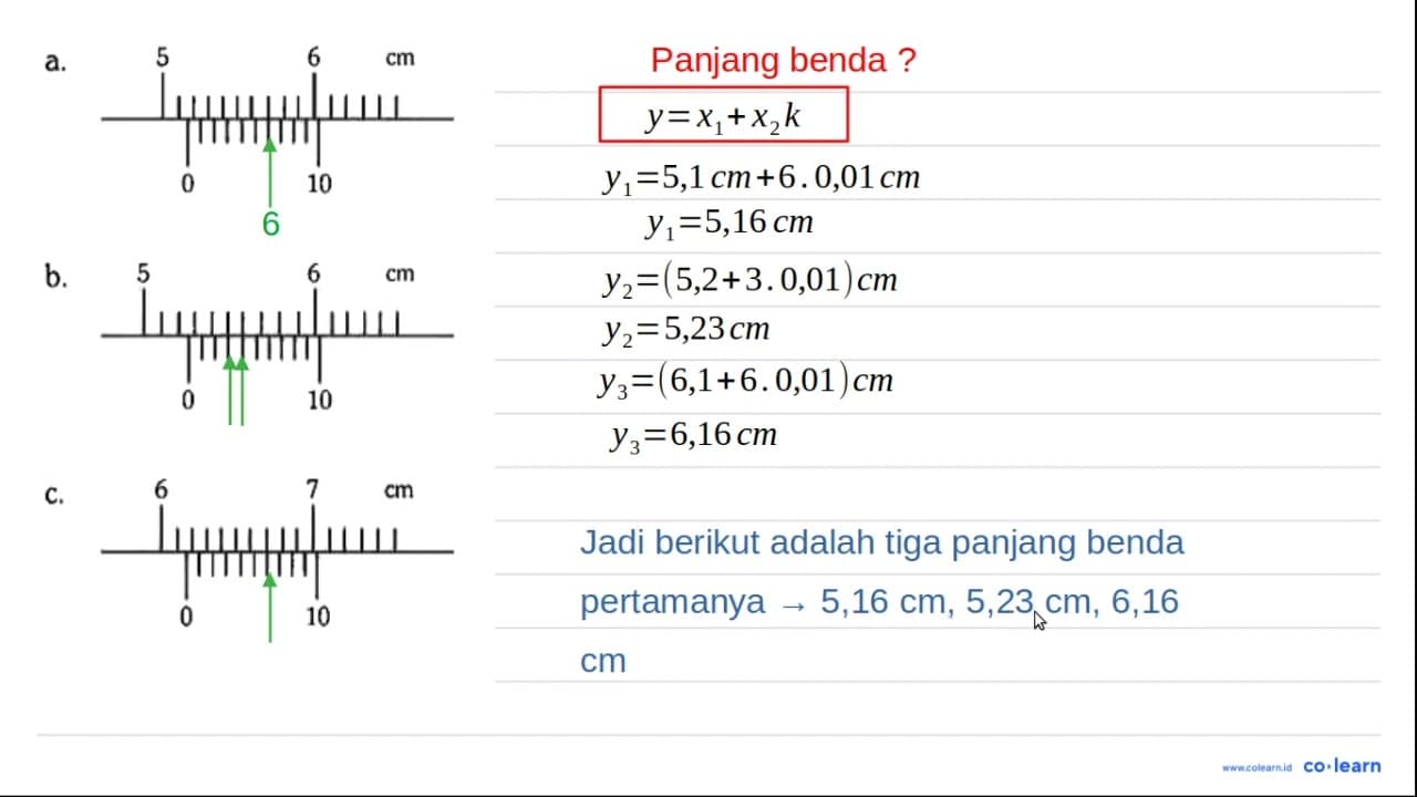 Gambar-gambar berikut ini menunjukkan pembacaan skala