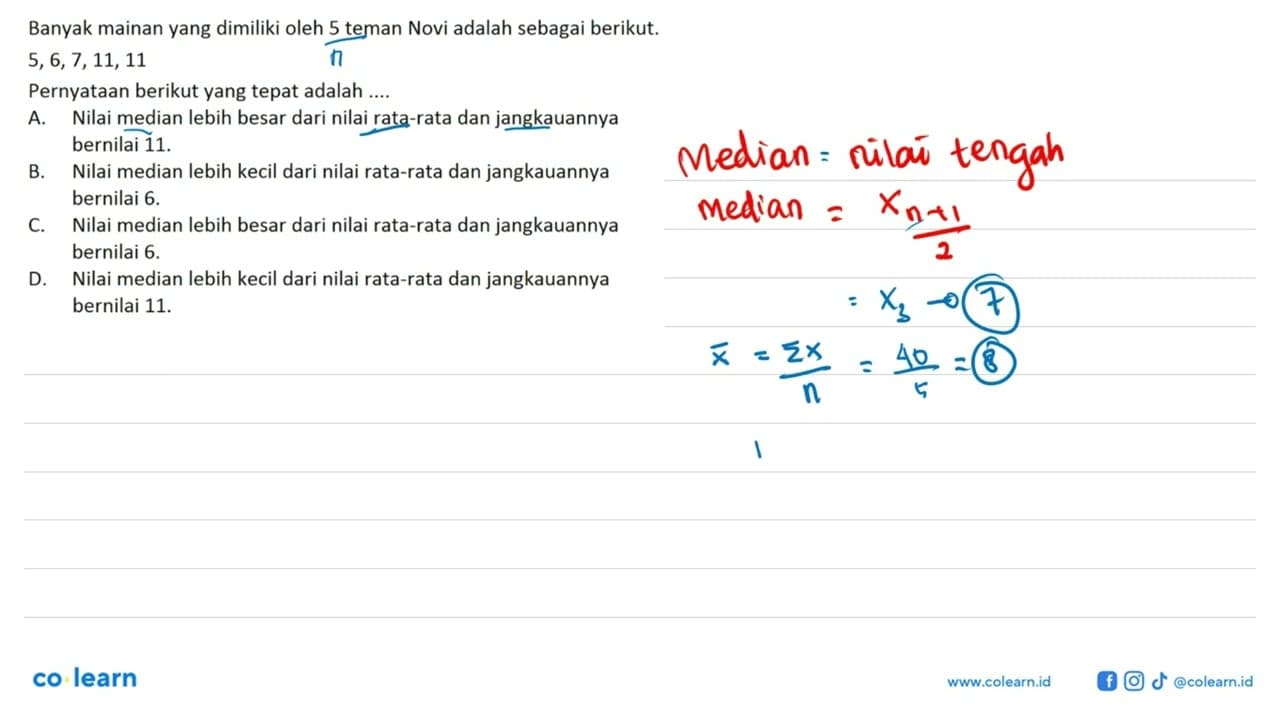 Banyak mainan yang dimiliki oleh 5 teman Novi adalah