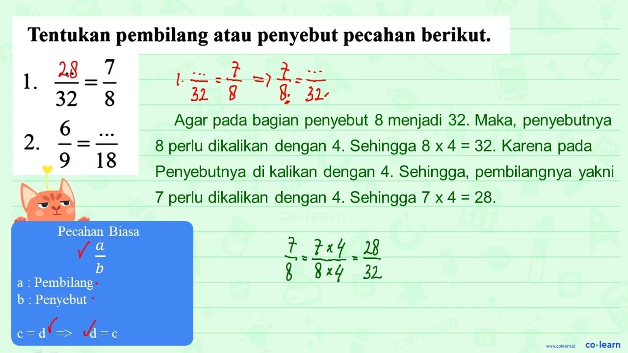 1. .../32=7/8 2. 6/9=.../18