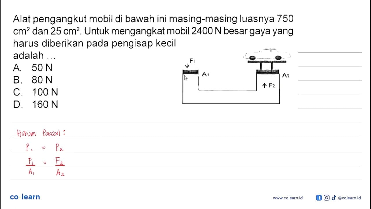 Alat pengangkut mobil di bawah ini masing-masing luasnya