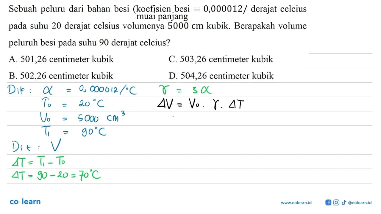 Sebuah peluru dari bahan besi (koefisien besi =