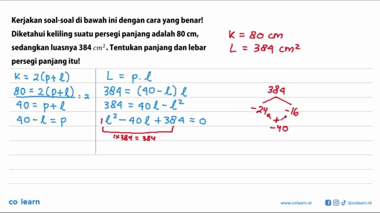 Kerjakan soal-soal di bawah ini dengan cara yang benar!