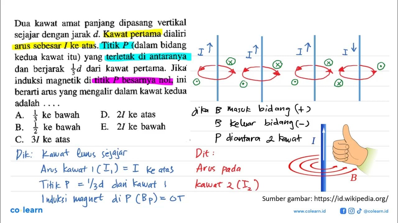 Dua kawat amat panjang dipasang vertikal sejajar dengan