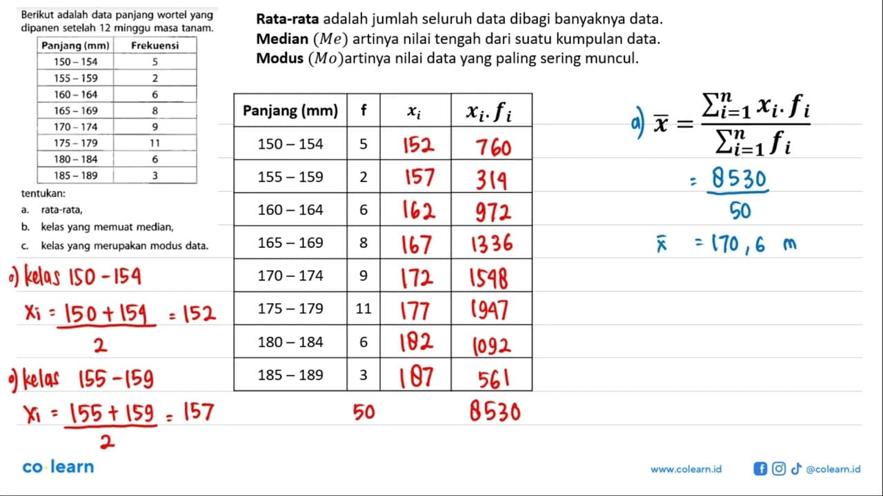 Berikut adalah data panjang wortel yang dipanen setelah 12