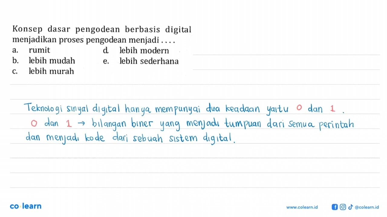 Konsep dasar pengodean berbasis digital menjadikan proses