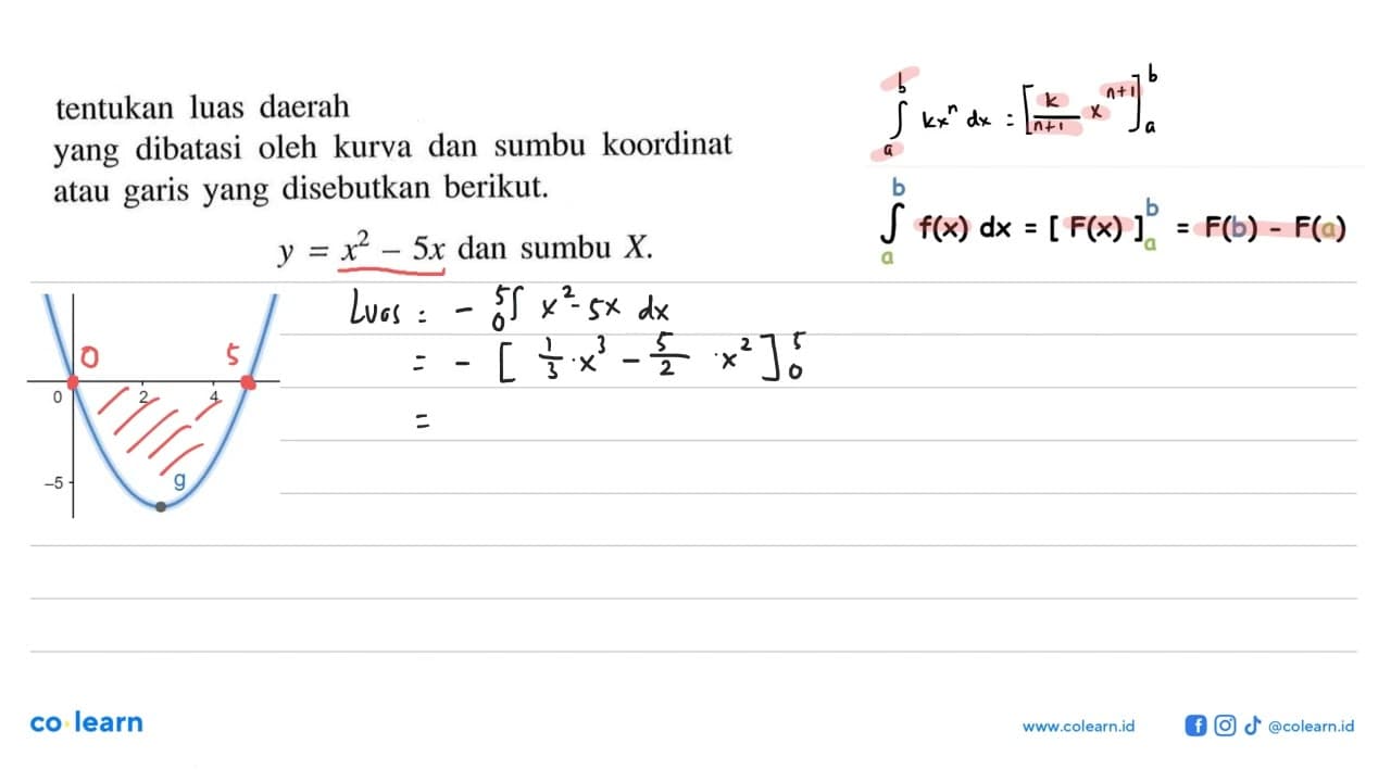 tentukan luas daerahyang dibatasi oleh kurva dan sumbu