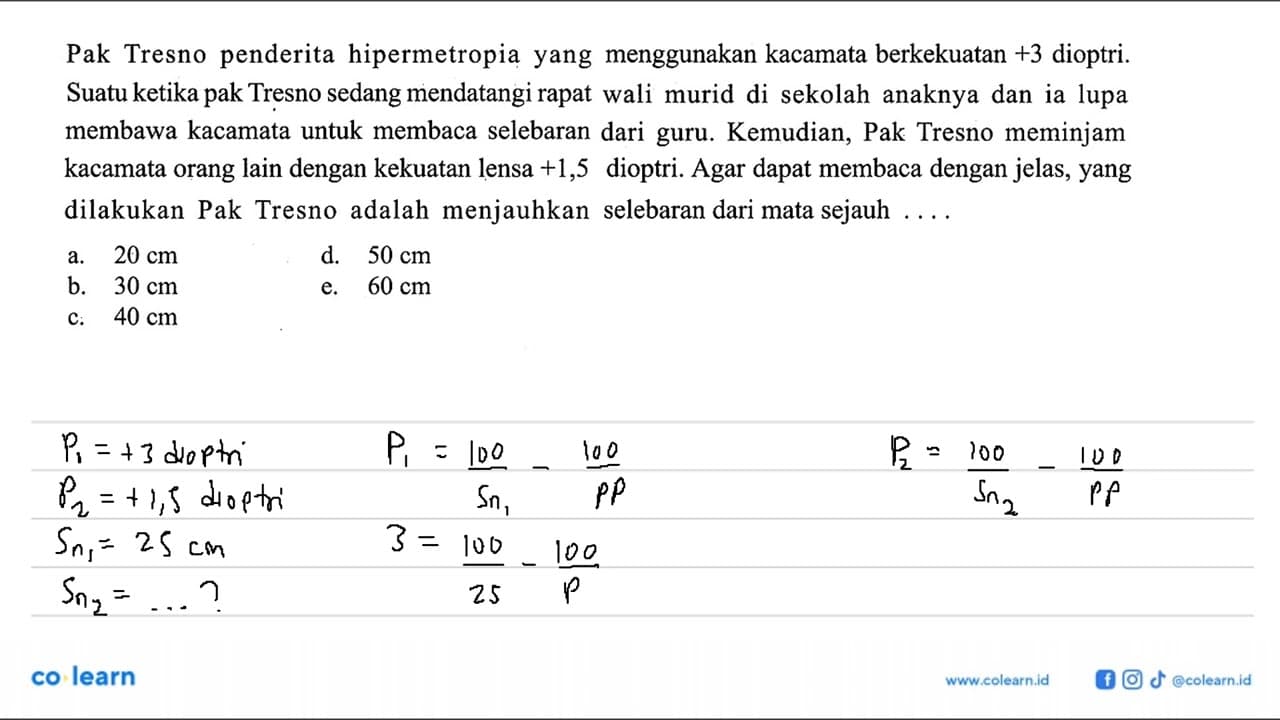 Pak Tresno penderita hipermetropia yang menggunakan