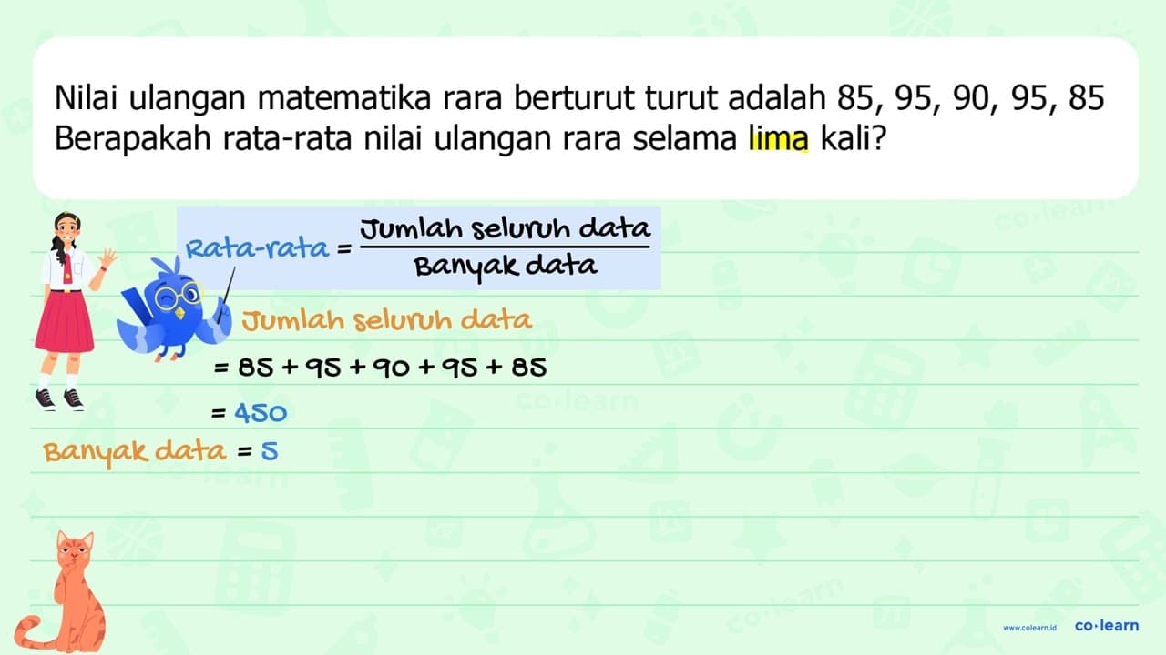 Nilai ulangan matematika rara berturut turut adalah