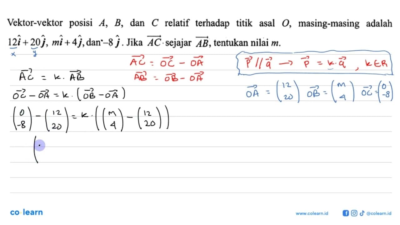 Vektor-vektor posisi A, B , dan C relatif terhadap titik