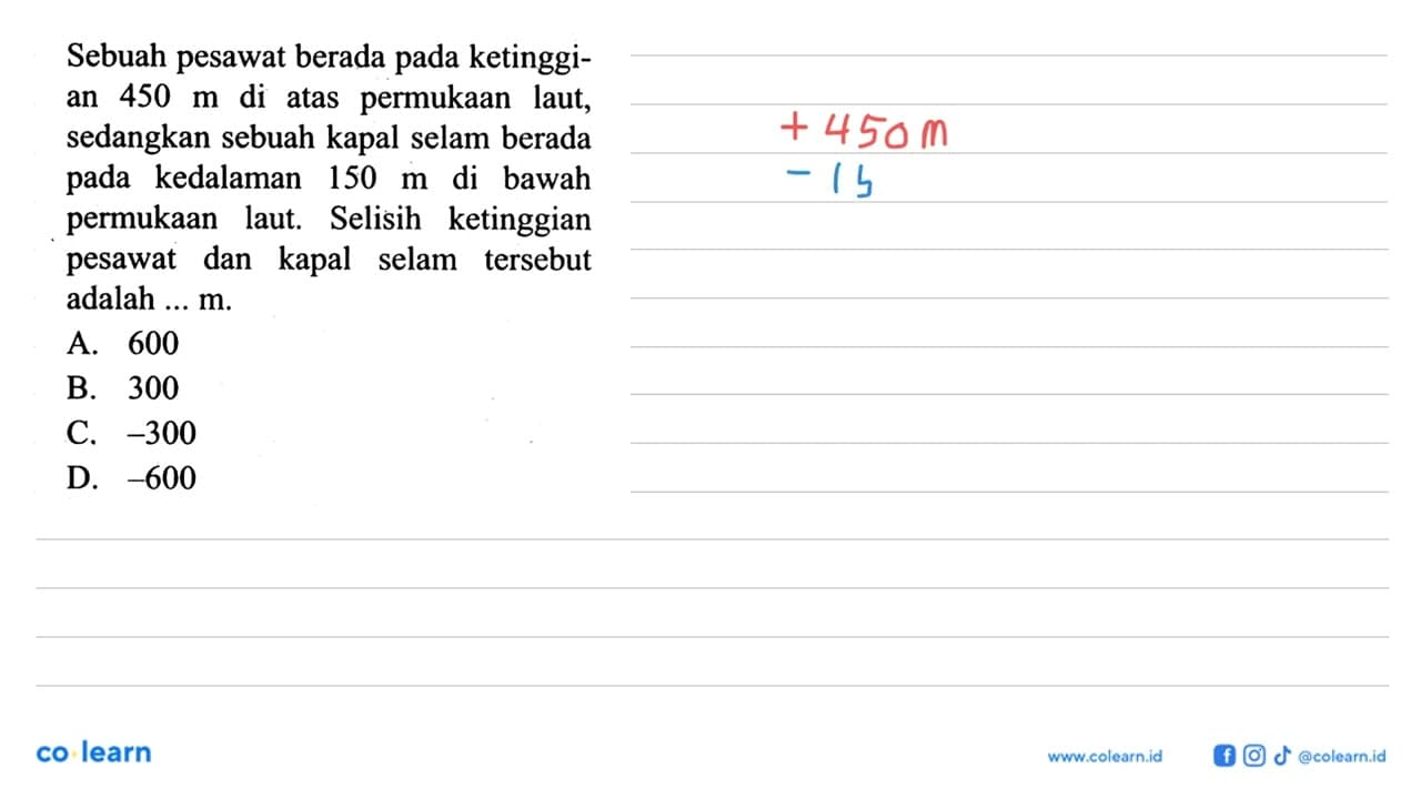 Sebuah pesawat berada pada ketinggian 450 di atas permukaan