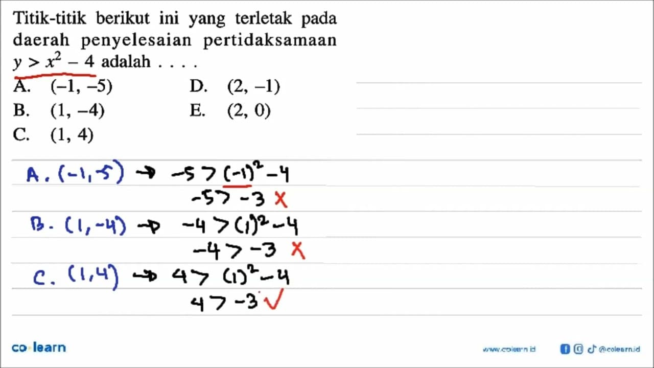 Titik-titik berikut ini terletak pada yang daerah