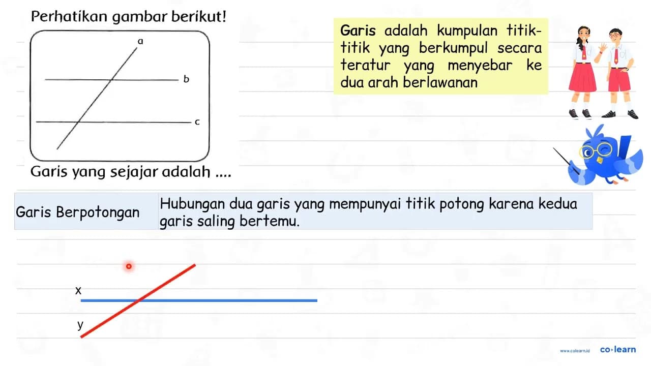 Perhatikan gambar berikut! Garis yang sejajar adalah ....