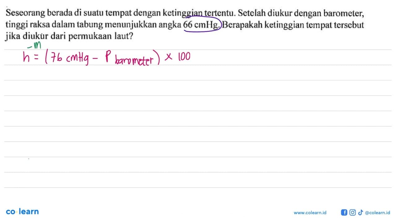 Seseorang berada di suatu tempat dengan ketinggian