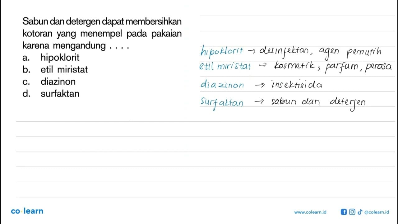 Sabun dan detergen dapat membersihkan kotoran yang menempel