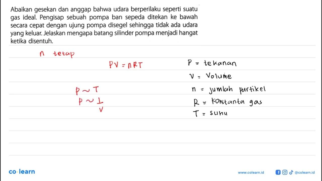 Abaikan gesekan dan anggap bahwa udara berperilaku seperti