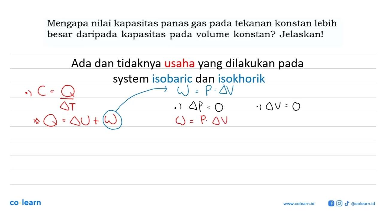 Mengapa nilai kapasitas panas gas pada tekanan konstan