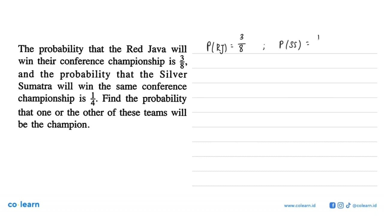 The probability that the Red Java will win their conference