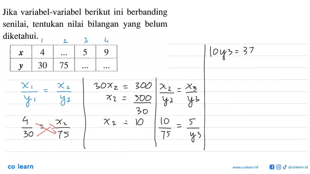 Jika variabel-variabel berikut ini berbanding senilai,