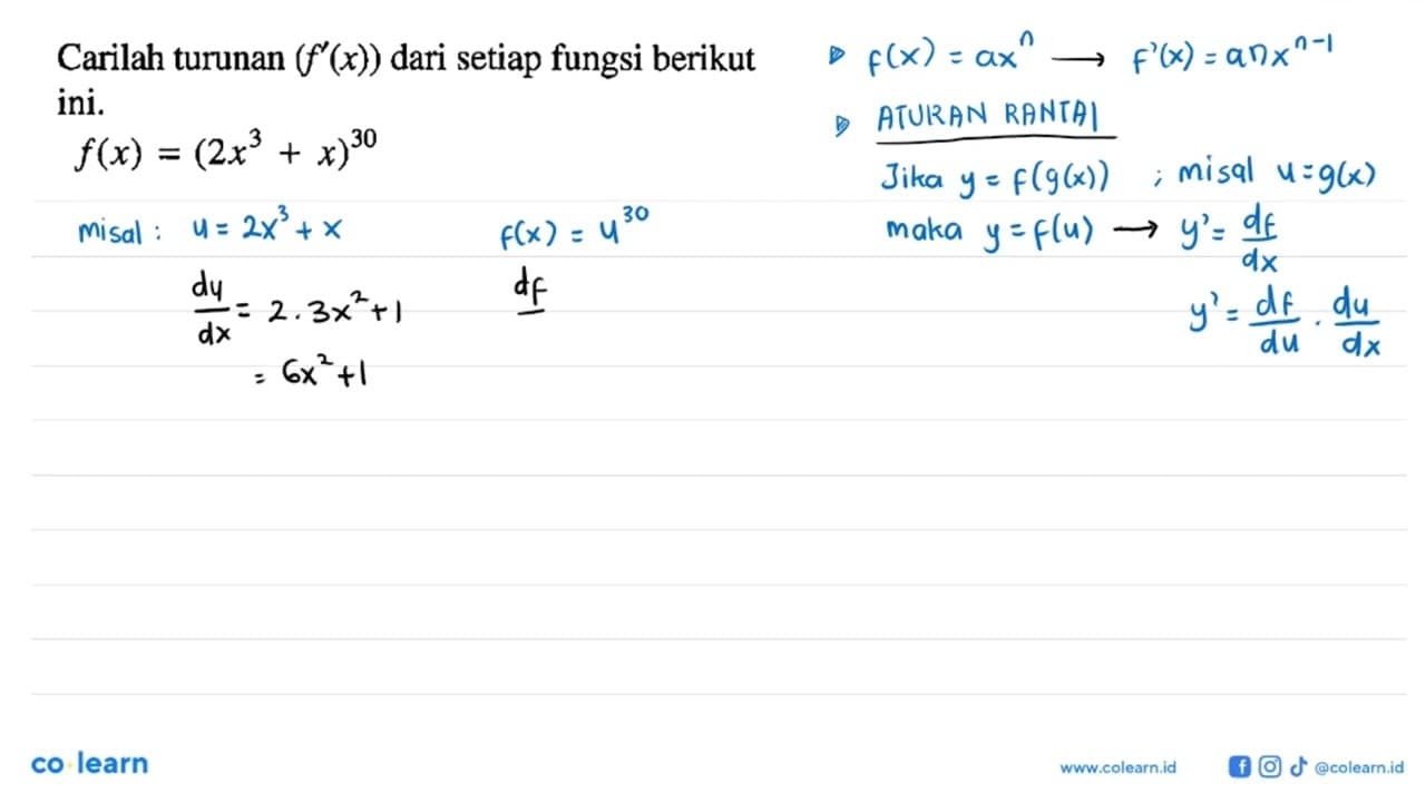 Carilah turunan (f'(x)) dari setiap fungsi berikut