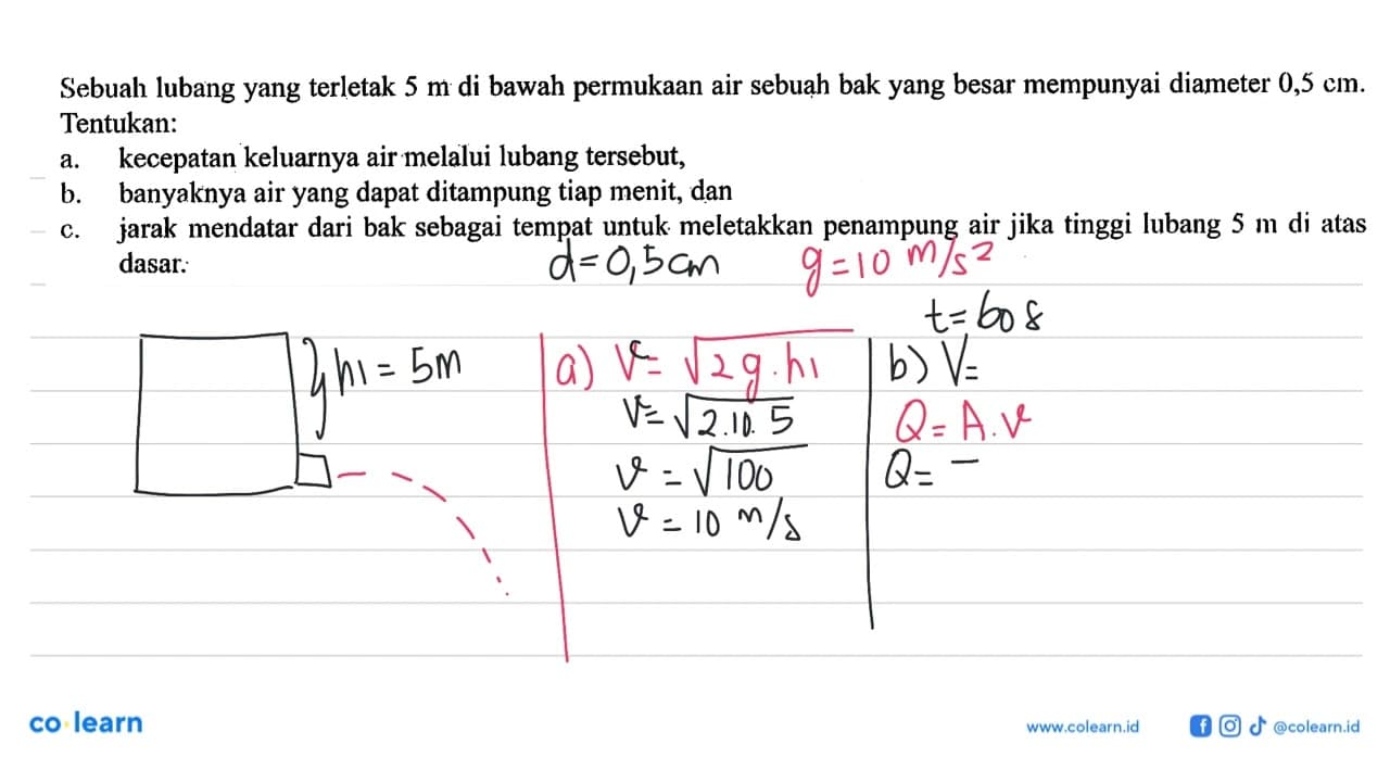 Sebuah lubang yang terletak 5 m di bawah permukaan air