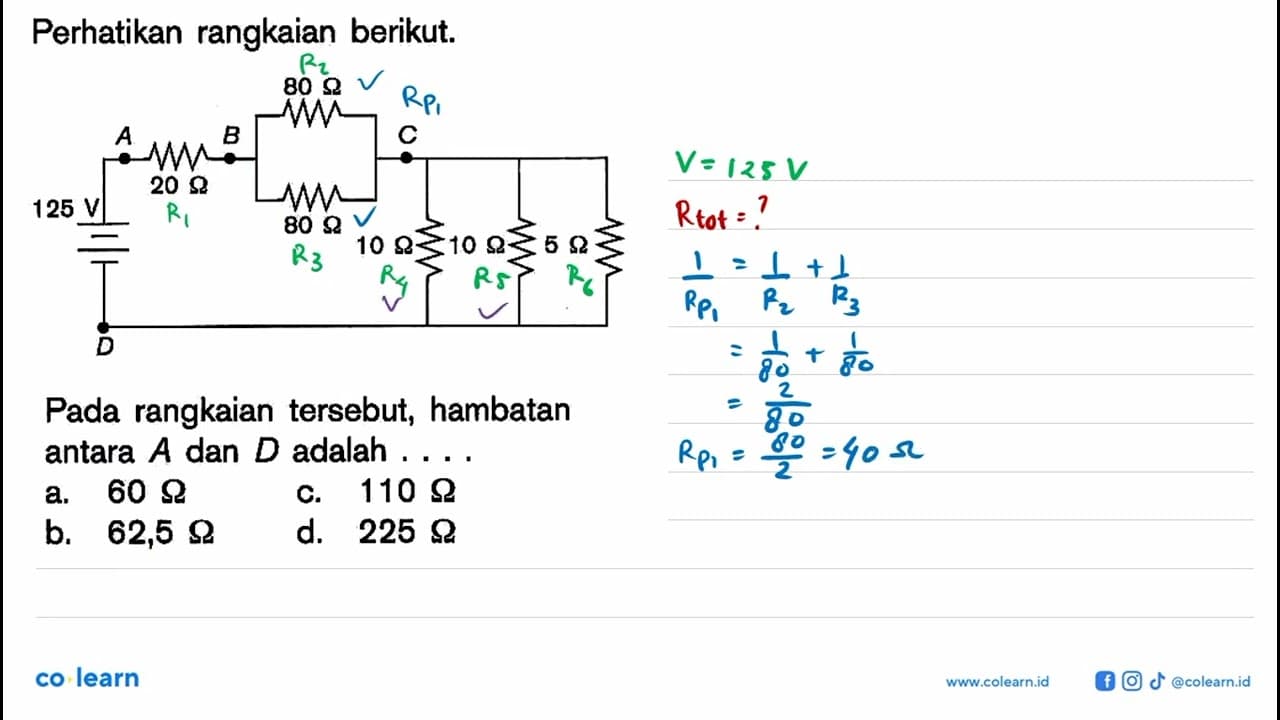 Perhatikan rangkaian berikut.Pada rangkaian tersebut,