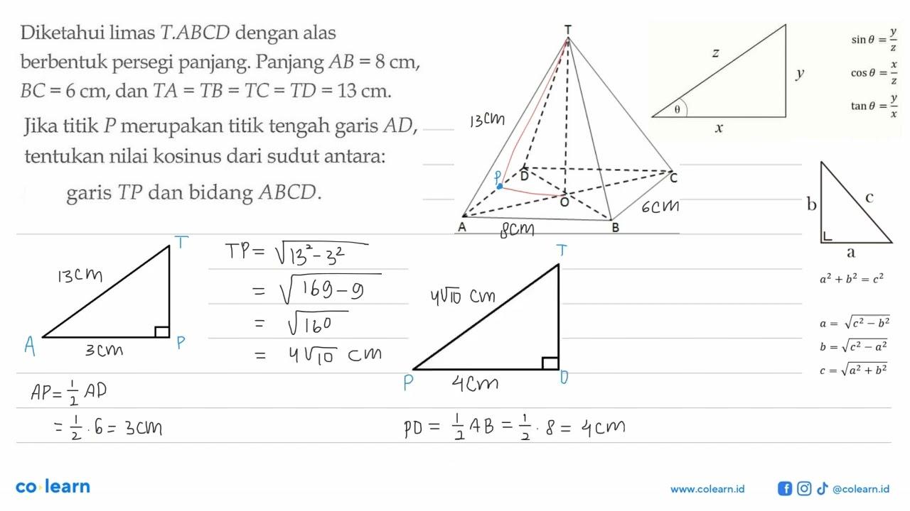 Diketahui limas T.ABCD dengan alas berbentuk persegi