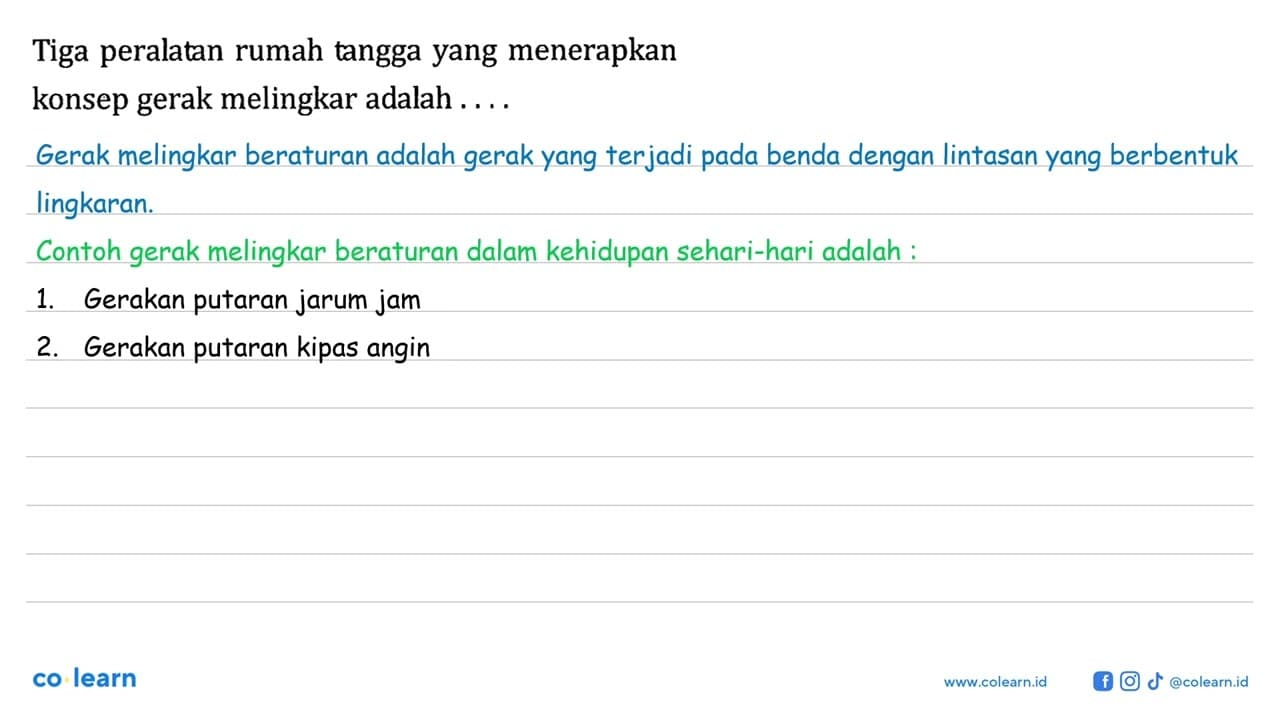 Tiga peralatan rumah tangga yang menerapkan konsep gerak