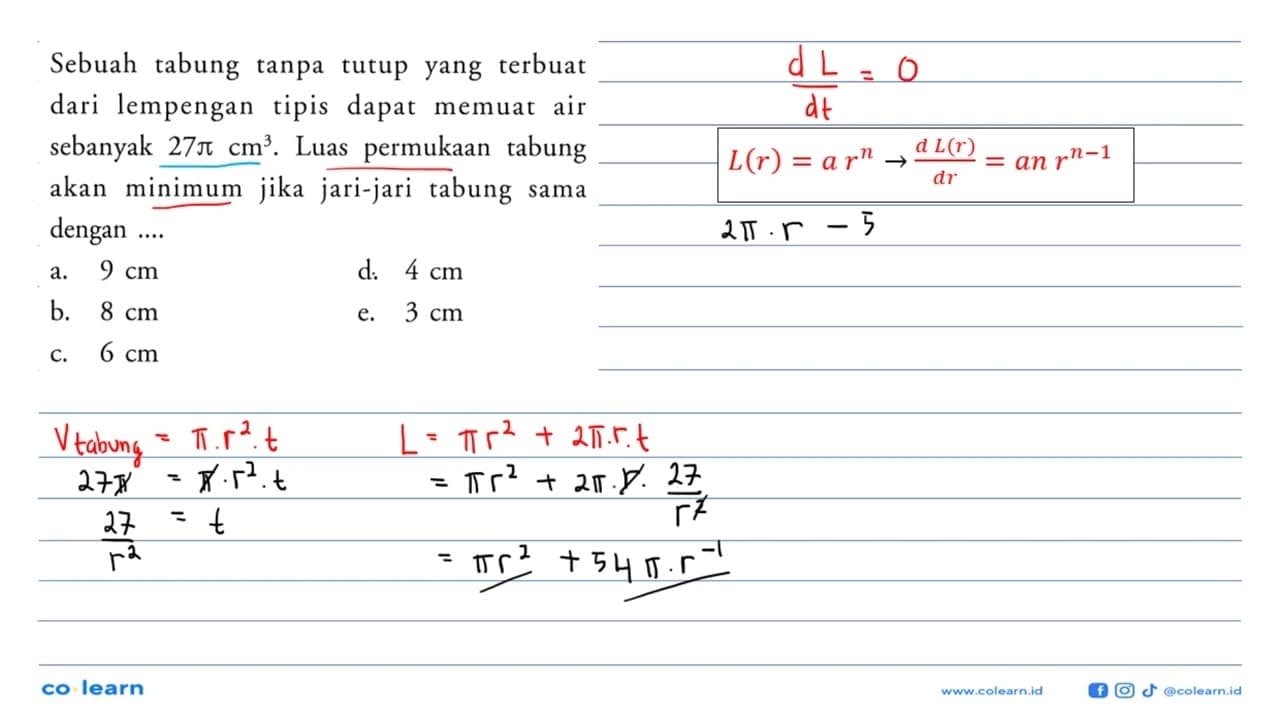 Sebuah tabung tanpatutup yangterbuat dari lempengantipis