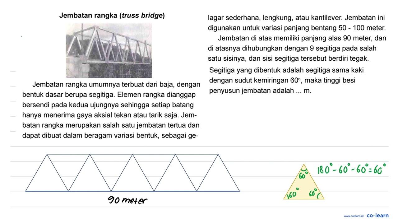 Jembatan rangka (truss bridge) lagar sederhana, lengkung,