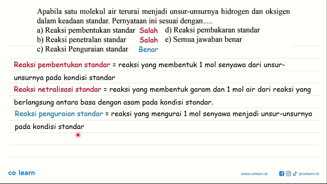 Apabila satu molekul air terurai menjadi unsur-unsurnya