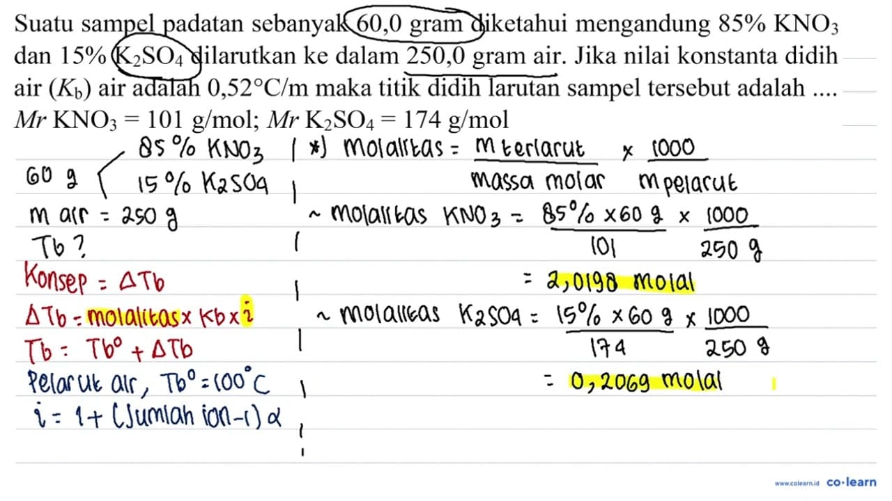 Suatu sampel padatan sebanyak 60,0 gram diketahui