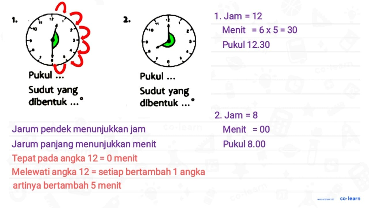 1. C 1 C C 2. C C C 1 C Pukul ... Pukul ... Sudut yang