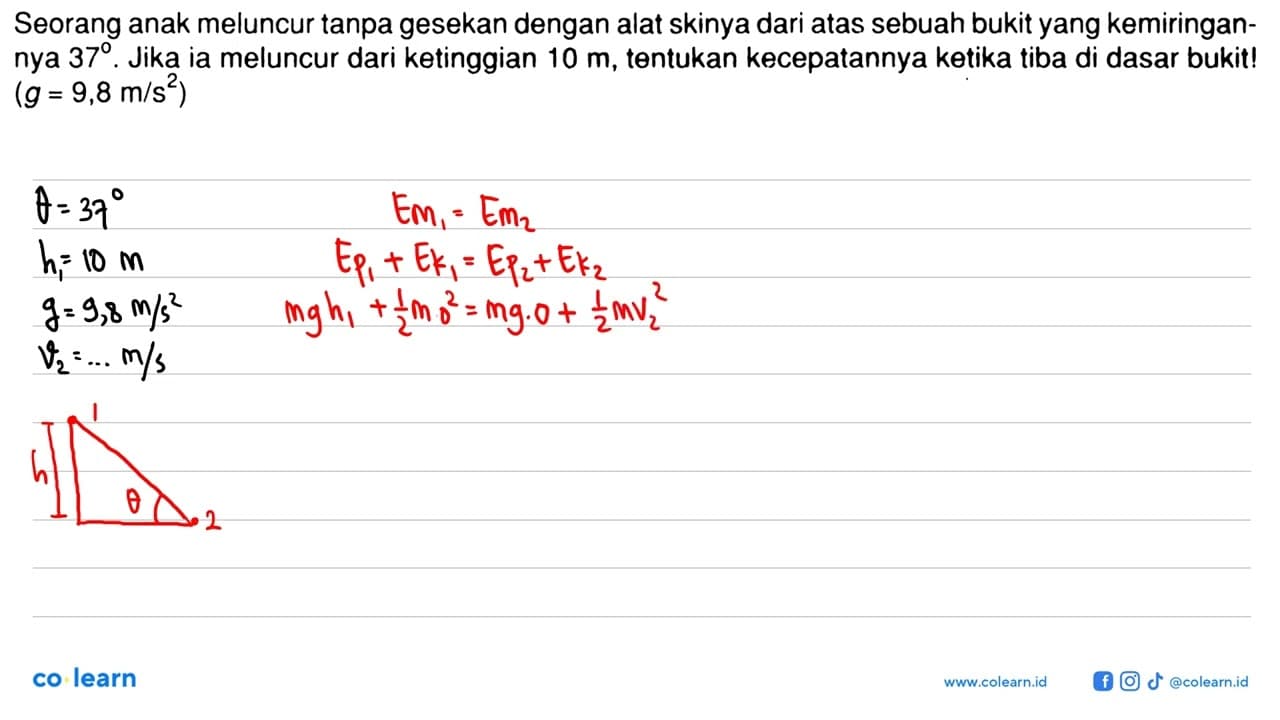Seorang anak meluncur tanpa gesekan dengan alat skinya dari