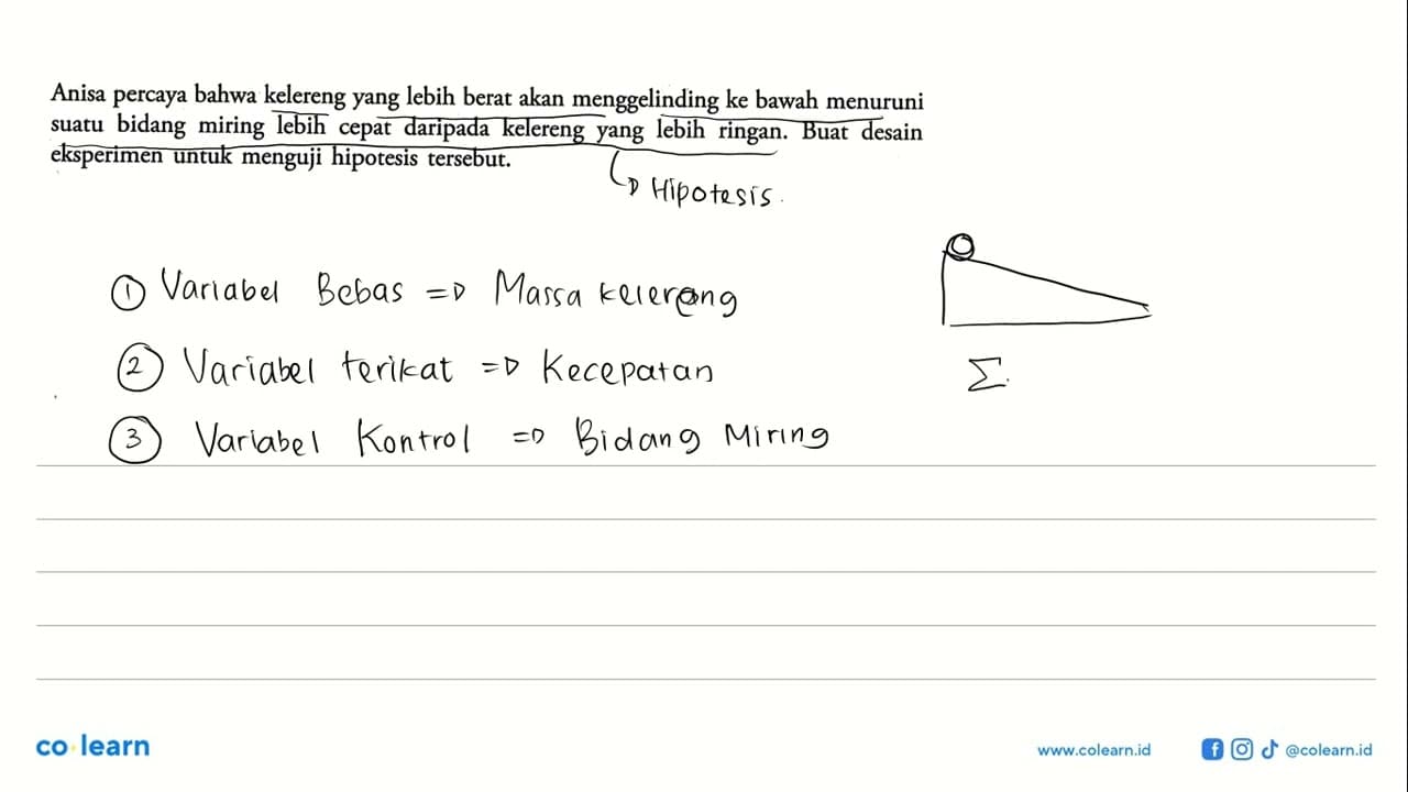 Anisa percaya bahwa kelereng yang lebih berat akan