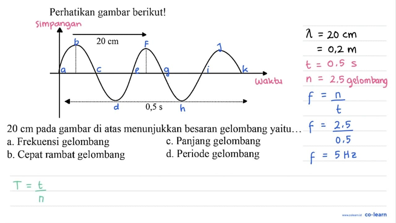 Perhatikan gambar berikut! 20 cm 0,5 s 20 cm pada gambar di