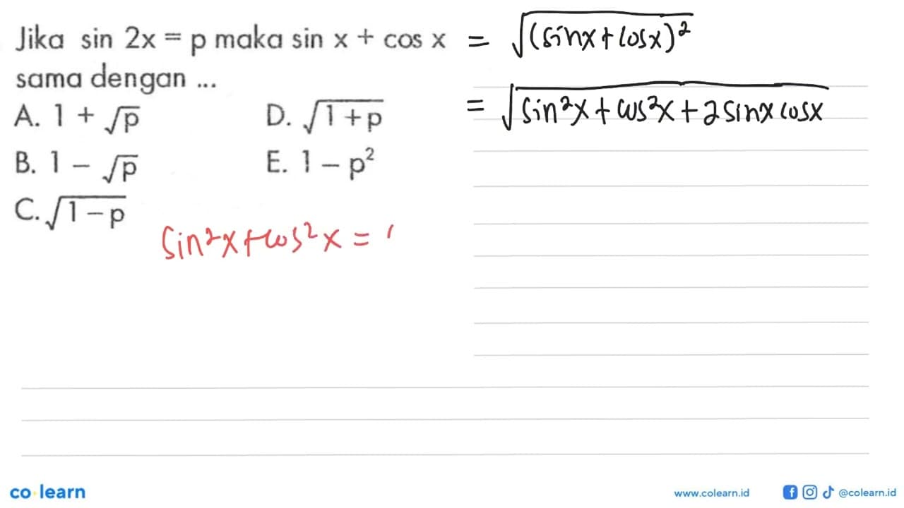 Jika tan A=3/4 dan tan B=1/7 dengan A dan B lancip, maka