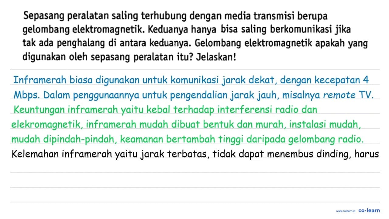 Sepasang peralatan saling terhubung dengan media transmisi