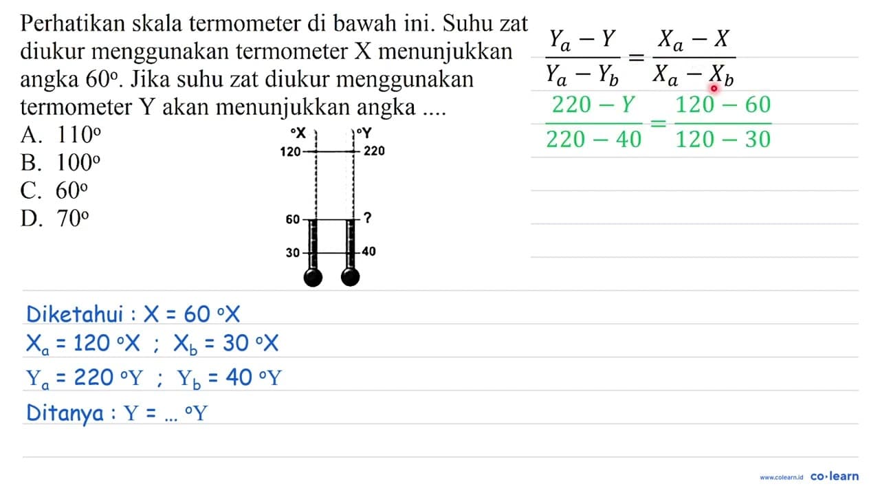 Perhatikan skala termometer di bawah ini. Suhu zat diukur