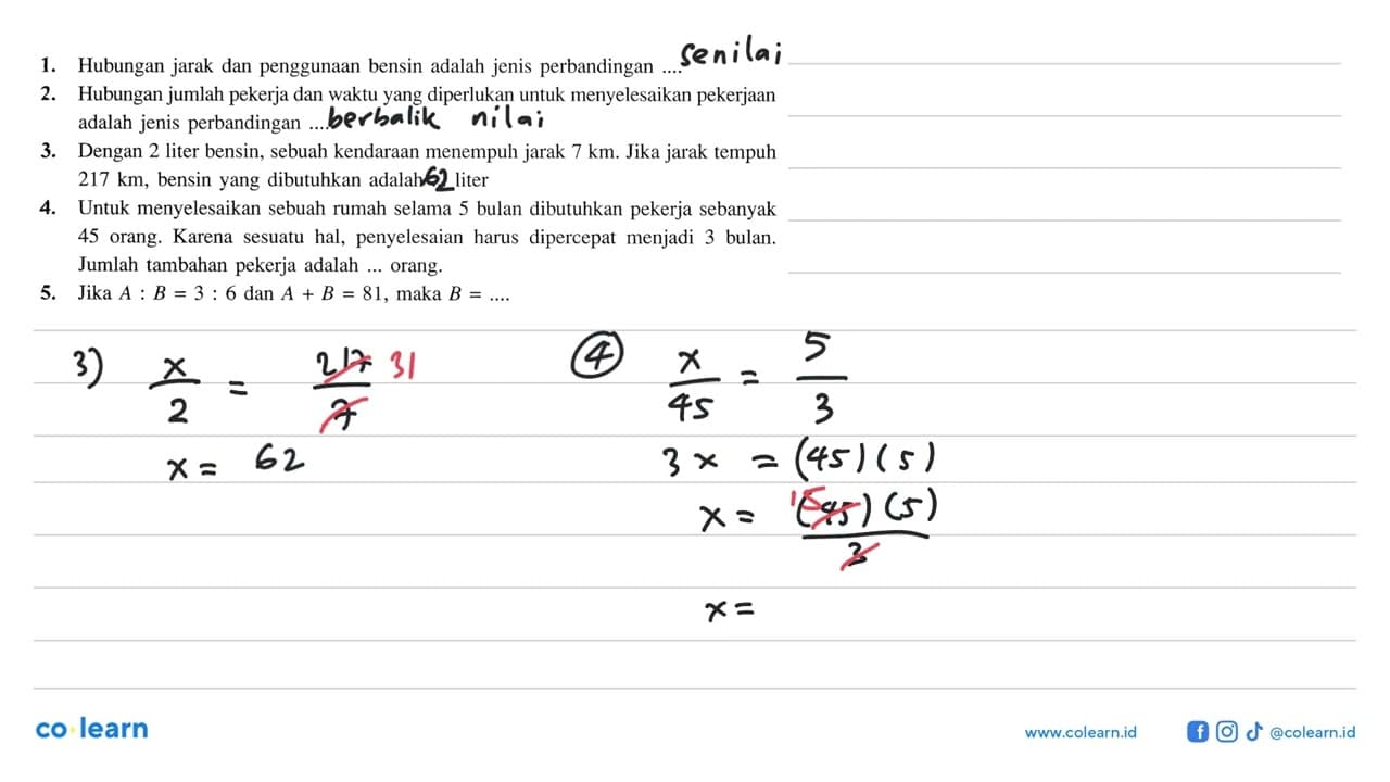 1. Hubungan jarak dan penggunaan bensin adalah jenis