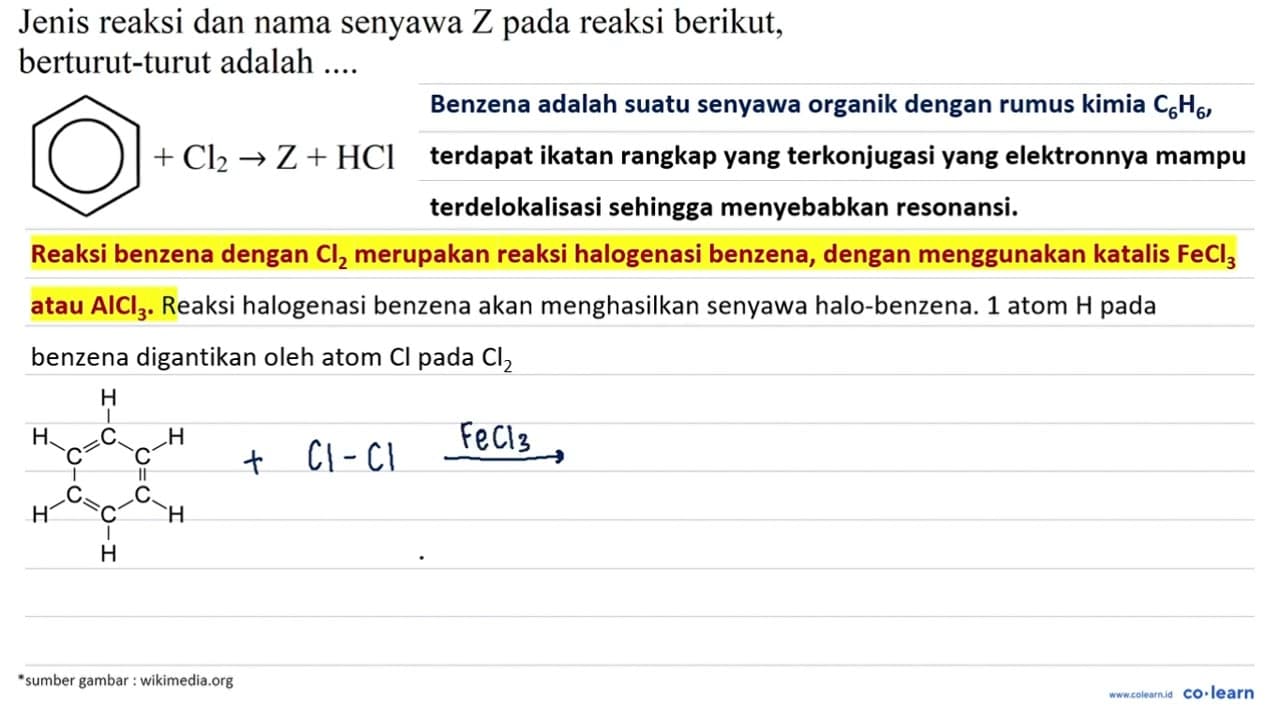 Jenis reaksi dan nama senyawa Z pada reaksi berikut,