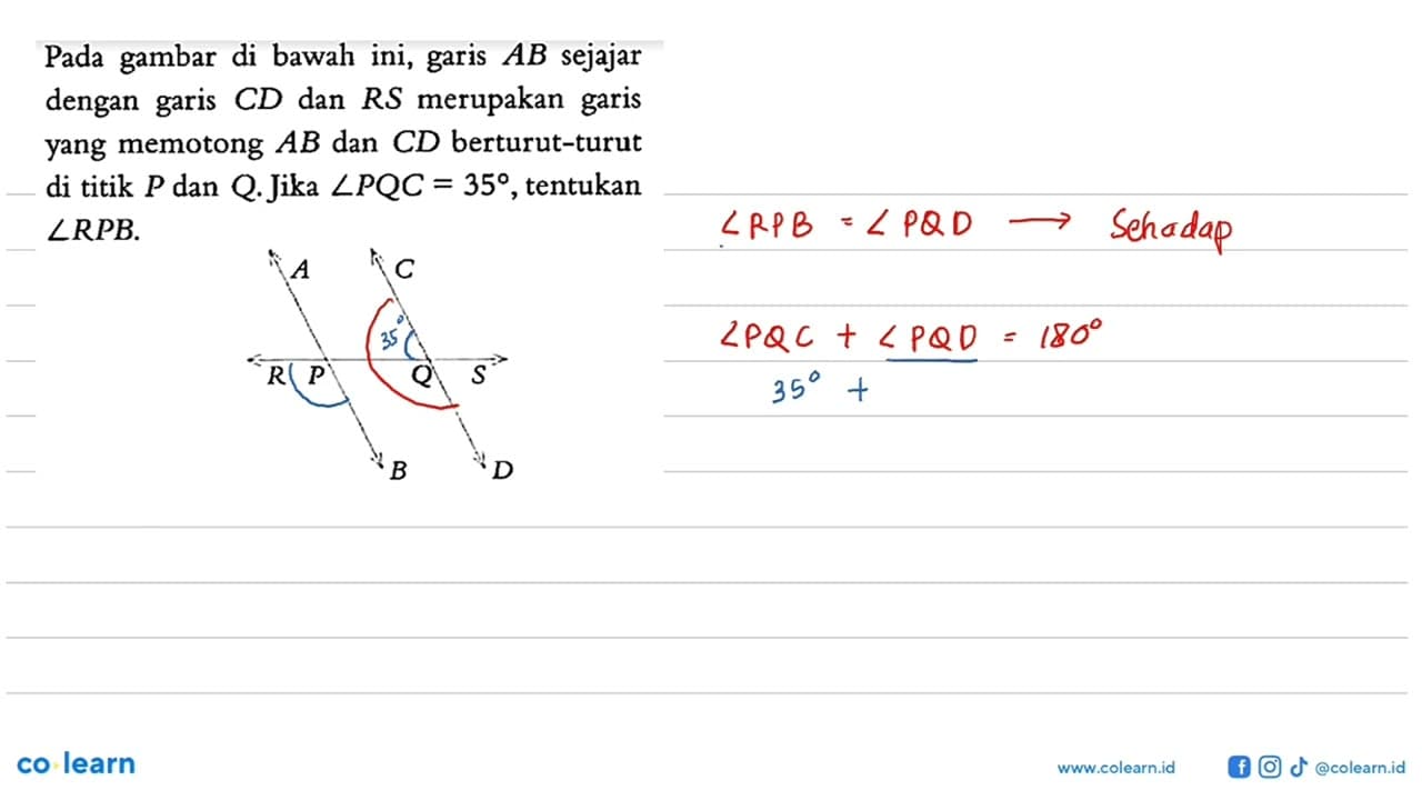 Pada gambar di bawah ini, garis AB sejajar dengan garis CD