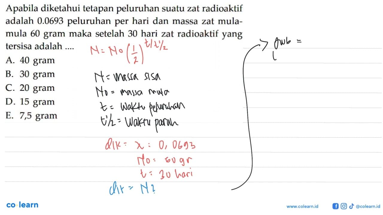 Apabila diketahui tetapan peluruhan suatu zat radioaktif