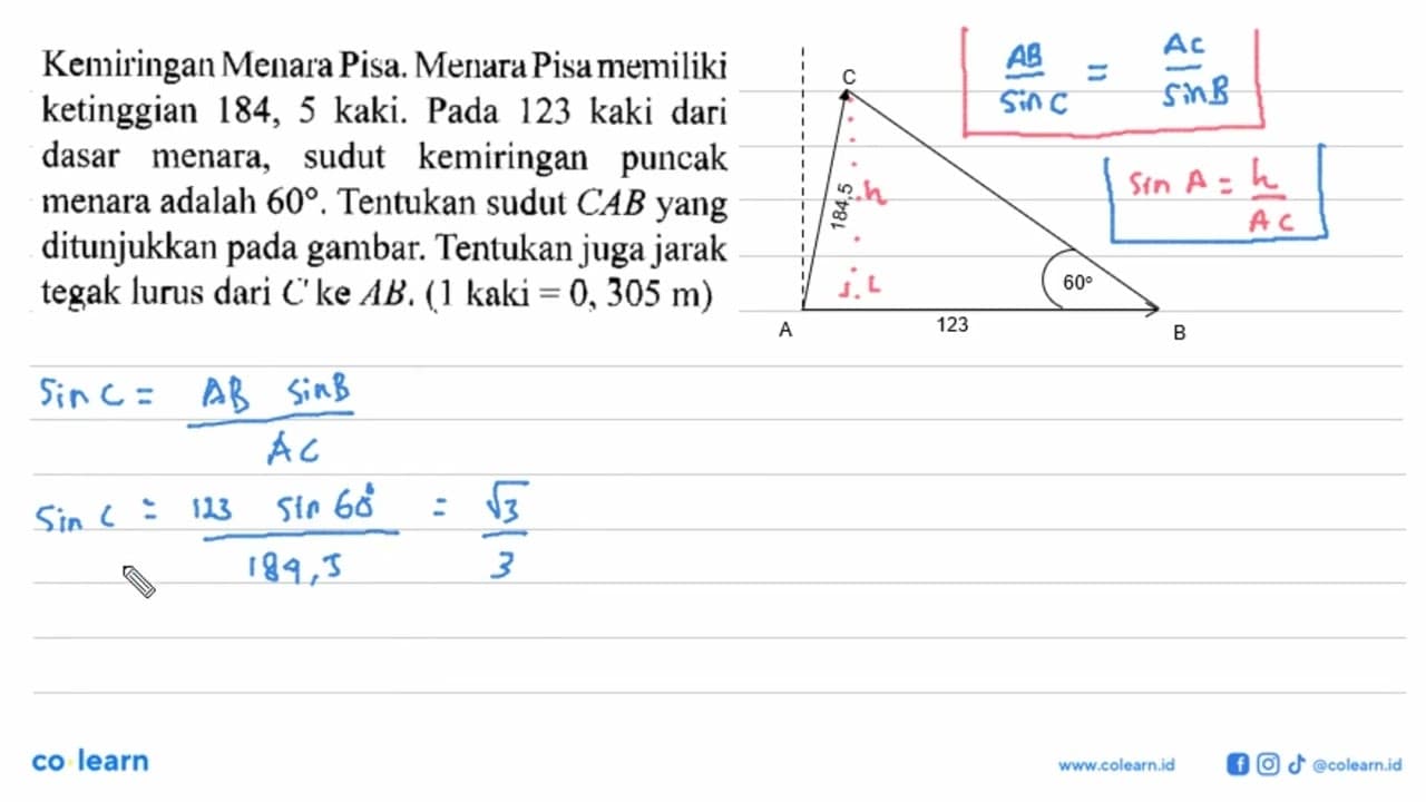 Kemiringan Menara Pisa. Menara Pisa memiliki ketinggian