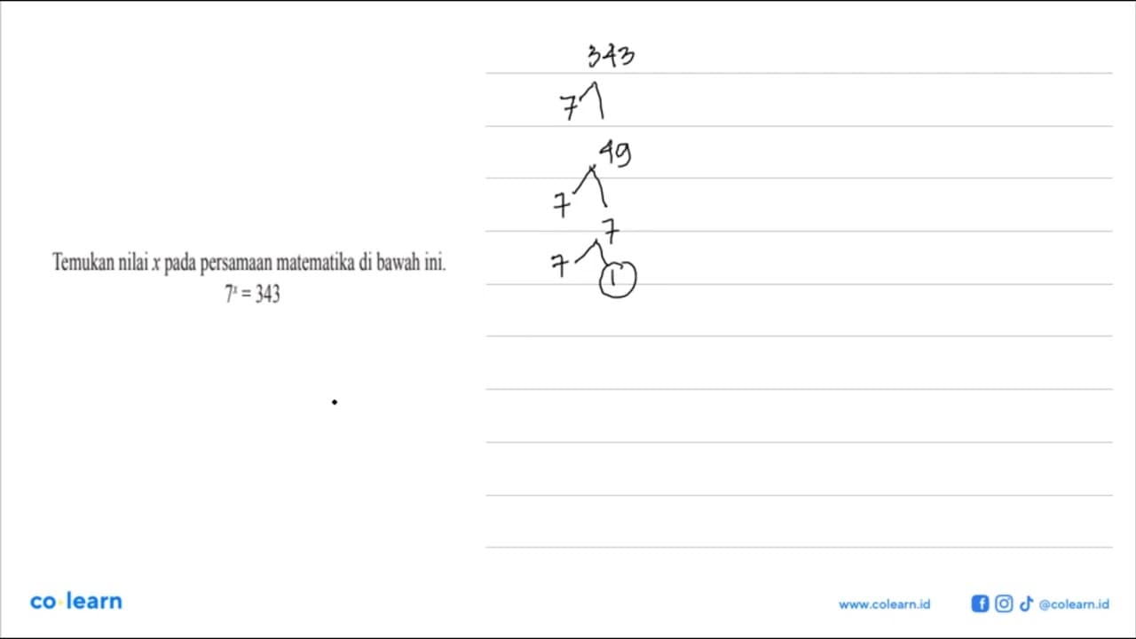 Temukan nilai x pada persamaan matematika di bawah ini.