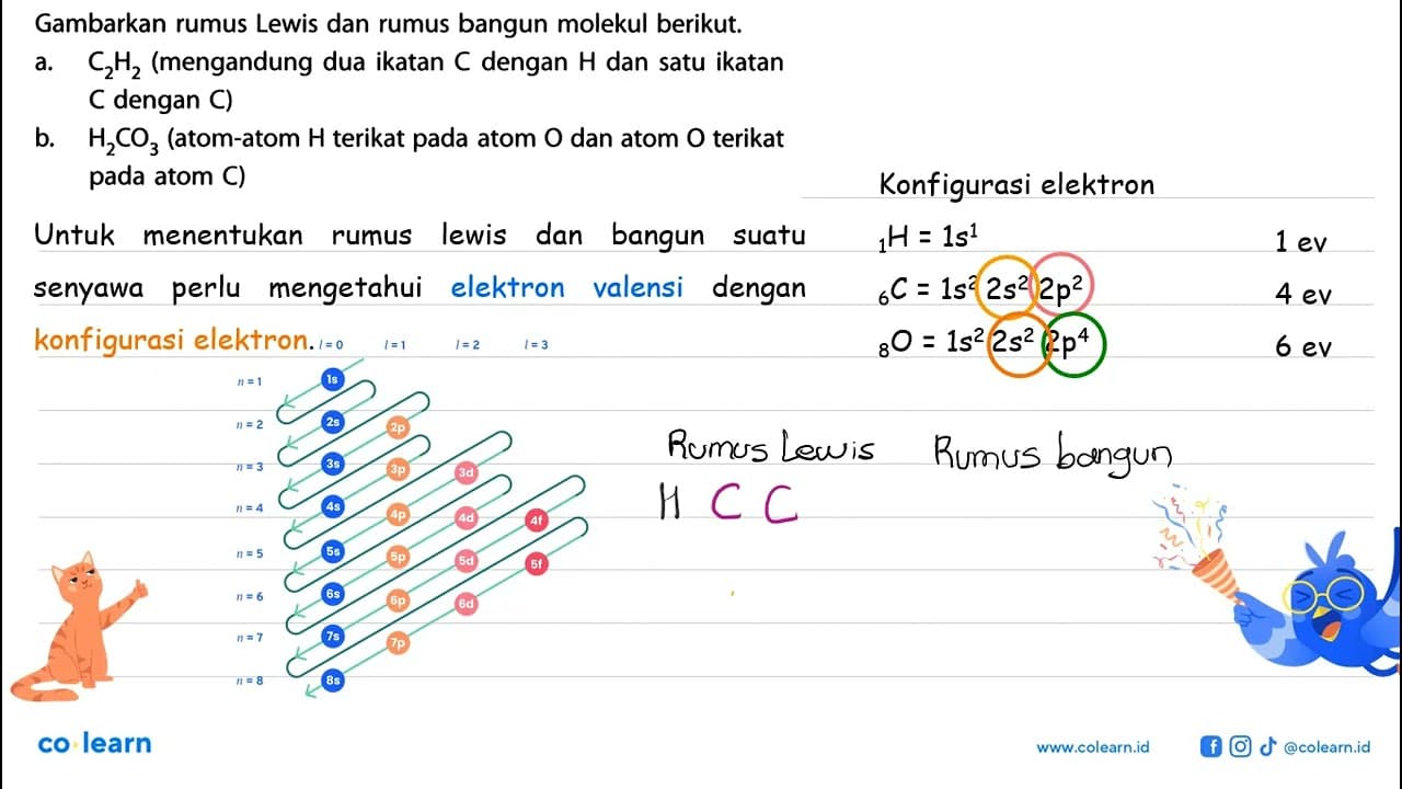 Gambarkan rumus Lewis dan rumus bangun molekul berikut. a.