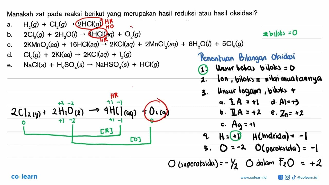 Manakah zat pada reaksi berikut yang merupakan hasil