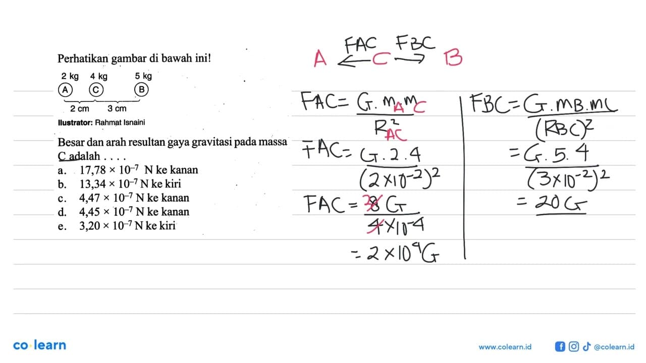 Perhatikan gambar di bawah ini!2 kg A 4 kg C 5 kg B 2 cm 3